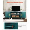 TV Stand for TVs up to 75 inch, Modern Entertainment Center with Glass Doors and Gold Legs, TV Cabinet Storage with Adjustable Shelves