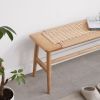 Natural Oak Wood Bench with Woven Seat