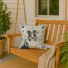 Blue Merle Collie Coastal Sea Glass Throw Pillow Decorative Indoor Outdoor Accent Cushion for Couch, Bed or Patio, 18Hx18W