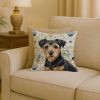 Black and Tan Norfolk Terrier Coastal Sea Glass Throw Pillow Decorative Indoor Outdoor Accent Cushion for Couch, Bed or Patio, 18Hx18W