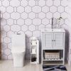 Toilet Paper Cabinet, Small Bathroom Corner Floor Cabinet with Doors and Shelves, Thin Storage Bathroom Organizer for Paper Shampoo, White