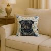 Black Pug Coastal Sea Glass Throw Pillow Decorative Indoor Outdoor Accent Cushion for Couch, Bed or Patio, 18Hx18W