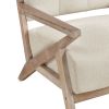 Sand Tufted Accent Chair with Antique-Finish Wood Frame