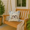 Cream Pekingese Coastal Sea Glass Throw Pillow Decorative Indoor Outdoor Accent Cushion for Couch, Bed or Patio, 18Hx18W