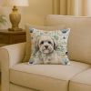 White with Gray Coton de Tulear Coastal Sea Glass Throw Pillow Decorative Indoor Outdoor Accent Cushion for Couch, Bed or Patio, 18Hx18W