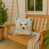 Cream Dachshund Coastal Sea Glass Throw Pillow Decorative Indoor Outdoor Accent Cushion for Couch, Bed or Patio, 18Hx18W