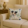 White with Black Markings Russell Terrier Coastal Sea Glass Throw Pillow Decorative Indoor Outdoor Accent Cushion for Couch, Bed or Patio, 18Hx18W