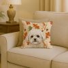 White and Cream Bichon Frise Heirloom Fall Throw Pillow Decorative Indoor Outdoor Accent Cushion for Couch, Bed or Patio, 18Hx18W