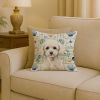 Toy White Poodle Coastal Sea Glass Throw Pillow Decorative Indoor Outdoor Accent Cushion for Couch, Bed or Patio, 18Hx18W