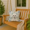 Toy White Poodle Coastal Sea Glass Throw Pillow Decorative Indoor Outdoor Accent Cushion for Couch, Bed or Patio, 18Hx18W