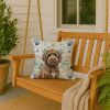 Brown Portuguese Water Dog Coastal Sea Glass Throw Pillow Decorative Indoor Outdoor Accent Cushion for Couch, Bed or Patio, 18Hx18W