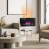 28.5 Inch Black Wall-Mounted Electric Fireplace with 7-Color Backlighting