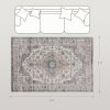 4 x 6 Foot Brown and Light Blue Vintage-Style Area Rug