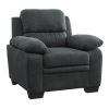 Dark Gray Channel-Tufted Textured Fabric Accent Chair