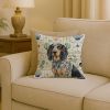 Bluetick Coonhound Coastal Sea Glass Throw Pillow Decorative Indoor Outdoor Accent Cushion for Couch, Bed or Patio, 18Hx18W