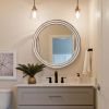 23.62 inches Wood Round Decorative Mirrors for Wall Decor, Rustic Circle Mirror for Bedroom, Bathroom, Living Room