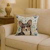 Brindle Cardigan Welsh Corgi Coastal Sea Glass Throw Pillow Decorative Indoor Outdoor Accent Cushion for Couch, Bed or Patio, 18Hx18W