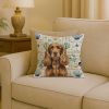 Liver English Cocker Spaniel Coastal Sea Glass Throw Pillow Decorative Indoor Outdoor Accent Cushion for Couch, Bed or Patio, 18Hx18W