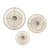 3-Piece Round Natural Fiber Wall Mirror Set