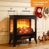 21 Inch Three Sided Freestanding Electric Fireplace Stove Heater with 3D Flame Effect and Remote Control