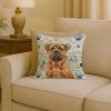 Red Bullmastiff Coastal Sea Glass Throw Pillow Decorative Indoor Outdoor Accent Cushion for Couch, Bed or Patio, 18Hx18W