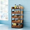 Wood Fruit and Vegetable Storage Rack Basket Stand with 5 Drawers