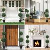 2-Piece Artificial Boxwood Ball Topiary Tree Set with Pots