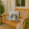 Grey and White Tibetan Spaniel Coastal Sea Glass Throw Pillow Decorative Indoor Outdoor Accent Cushion for Couch, Bed or Patio, 18Hx18W