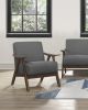 Gray Upholstered Accent Chair with Walnut-Finish Wood Frame