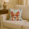 Red Cardigan Welsh Corgi Coastal Sea Glass Throw Pillow Decorative Indoor Outdoor Accent Cushion for Couch, Bed or Patio, 18Hx18W