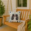 Tricolor Cavalier Spaniel Coastal Sea Glass Throw Pillow Decorative Indoor Outdoor Accent Cushion for Couch, Bed or Patio, 18Hx18W