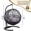 Cat Swing Bed with Stand & Cushion, Cat Egg Chair with Rattan Wicker Appearance, Indoor Hanging Swinging Cat Bed for Cats, Small Dogs