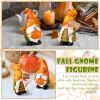 Mini Autumn Striped Resin Gnome Decorative Figurines Set of 2