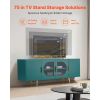 TV Stand for TVs up to 75 inch, Modern Entertainment Center with Glass Doors and Gold Legs, TV Cabinet Storage with Adjustable Shelves