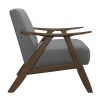 Gray Upholstered Accent Chair with Walnut-Finish Wood Frame