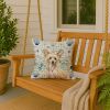 Hairless Palomino Chinese Crested Coastal Sea Glass Throw Pillow Decorative Indoor Outdoor Accent Cushion for Couch, Bed or Patio, 18Hx18W
