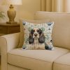 Parti Cocker Spaniel Coastal Sea Glass Throw Pillow Decorative Indoor Outdoor Accent Cushion for Couch, Bed or Patio, 18Hx18W