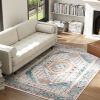 4 x 6 Foot Brown and Blue Vintage-Style Area Rug