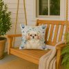 Cream Tibetan Spaniel Coastal Sea Glass Throw Pillow Decorative Indoor Outdoor Accent Cushion for Couch, Bed or Patio, 18Hx18W