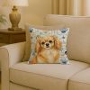 Gold Tibetan Spaniel Coastal Sea Glass Throw Pillow Decorative Indoor Outdoor Accent Cushion for Couch, Bed or Patio, 18Hx18W