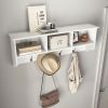 White Wall-Mounted Coat Rack with Shelf and 4 Double Hooks