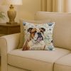 Brindle and White English Bulldog Coastal Sea Glass Throw Pillow Decorative Indoor Outdoor Accent Cushion for Couch, Bed or Patio, 18Hx18W