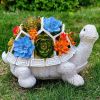 Solar Lighted Turtle Succulent Planter Garden Statue