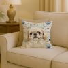 Cream Pekingese Coastal Sea Glass Throw Pillow Decorative Indoor Outdoor Accent Cushion for Couch, Bed or Patio, 18Hx18W
