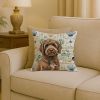 Brown Portuguese Water Dog Coastal Sea Glass Throw Pillow Decorative Indoor Outdoor Accent Cushion for Couch, Bed or Patio, 18Hx18W