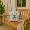 White English Bulldog Coastal Sea Glass Throw Pillow Decorative Indoor Outdoor Accent Cushion for Couch, Bed or Patio, 18Hx18W