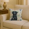 Black Flat-Coated Retriever Coastal Sea Glass Throw Pillow Decorative Indoor Outdoor Accent Cushion for Couch, Bed or Patio, 18Hx18W