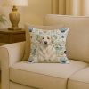 White Great Pyrenees Coastal Sea Glass Throw Pillow Decorative Indoor Outdoor Accent Cushion for Couch, Bed or Patio, 18Hx18W