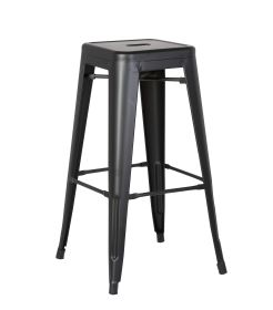 Set of Two 30" Black Iron Backless Bar Height Bar Chairs