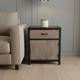 20" Brown Solid Wood End Table With Drawer